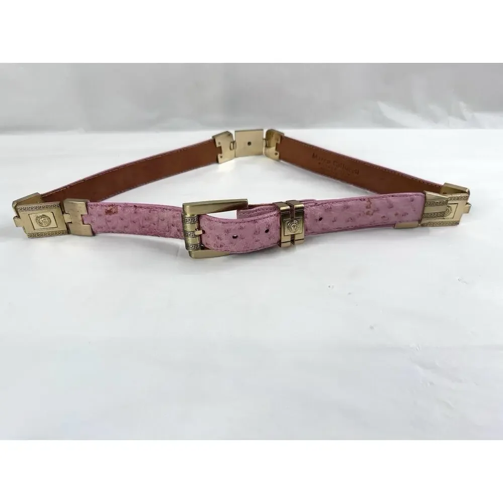 Marco Colluccii Pink Leather Greek Glam Western Cowboy Gold Hardware Size 36